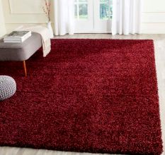 Modern Maroon Geometric Bedroom Rug
